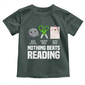 Nothing Beats Reading Toddler T Shirt Rock Paper Scissors Read Book Lovers TS02 Dark Forest Green Print Your Wear