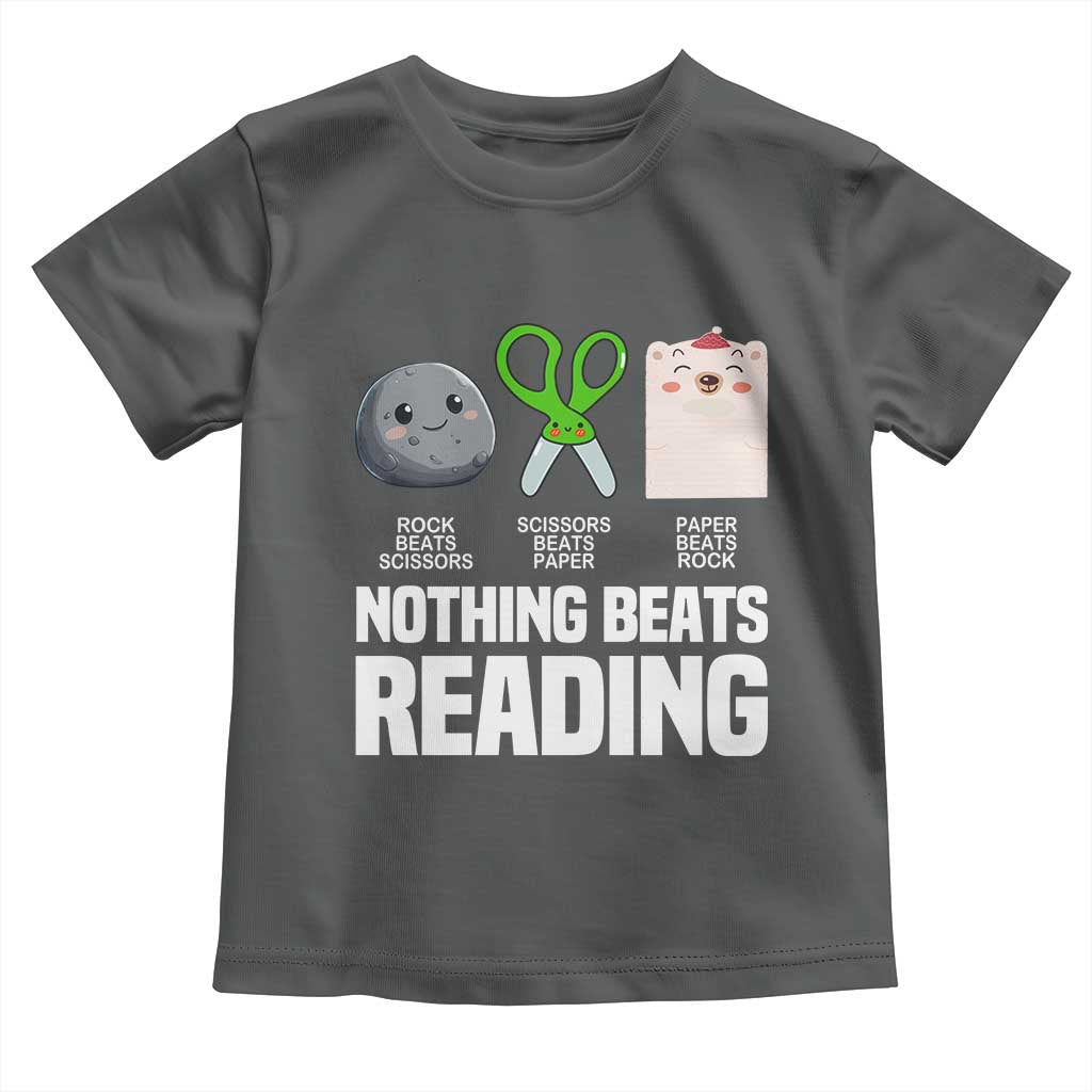 Nothing Beats Reading Toddler T Shirt Rock Paper Scissors Read Book Lovers TS02 Dark Heather Print Your Wear