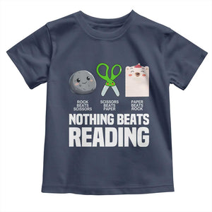 Nothing Beats Reading Toddler T Shirt Rock Paper Scissors Read Book Lovers TS02 Navy Print Your Wear