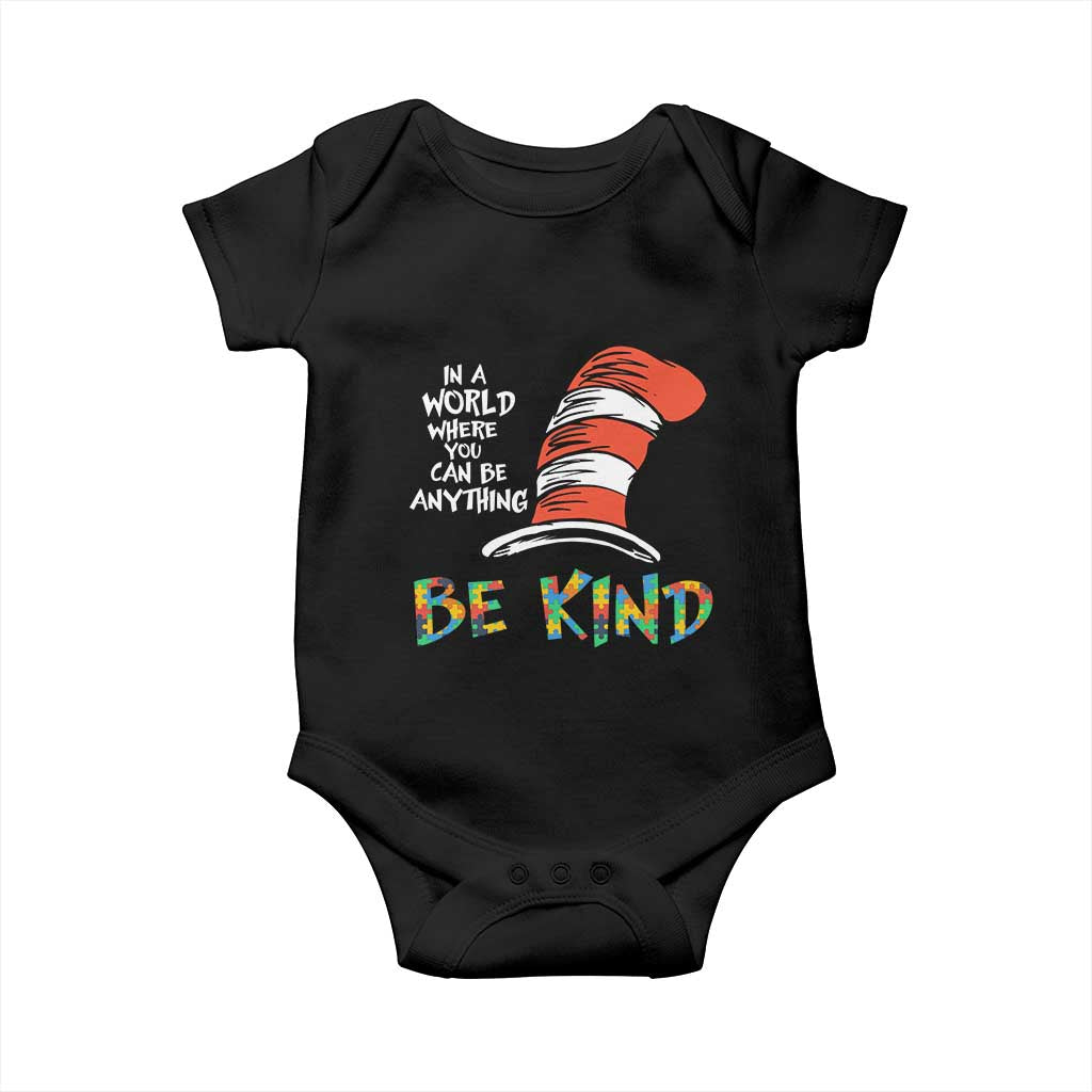 Autism Awareness Baby Onesie Why Fit In When You Were Born To Stand Out Cat In Hat TS02 Black Print Your Wear