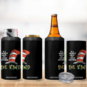 Autism Awareness 4 in 1 Can Cooler Tumbler Why Fit In When You Were Born To Stand Out Cat In Hat TS02 Print Your Wear