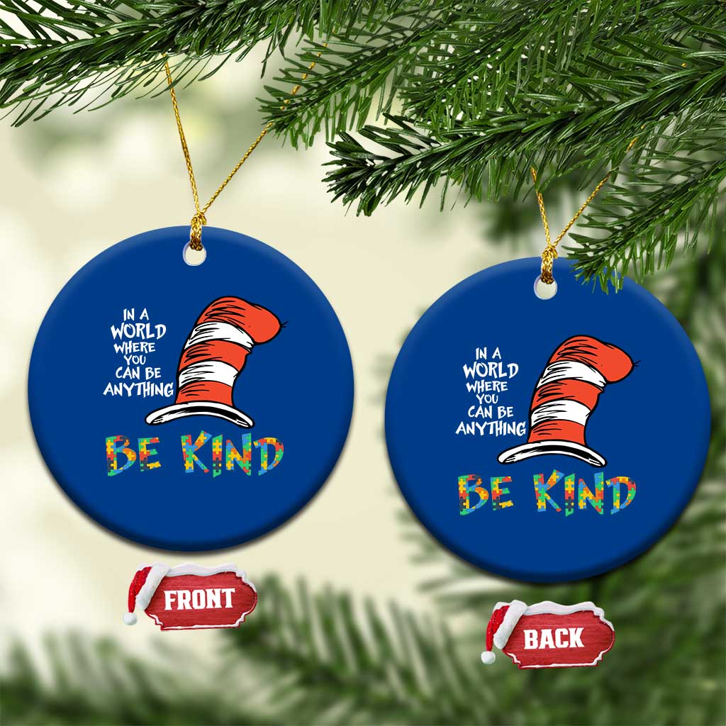 Autism Awareness Ceramic Ornament Why Fit In When You Were Born To Stand Out Cat In Hat TS02 1pc Blue Print Your Wear