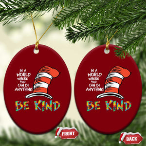 Autism Awareness Ceramic Ornament Why Fit In When You Were Born To Stand Out Cat In Hat TS02 Print Your Wear