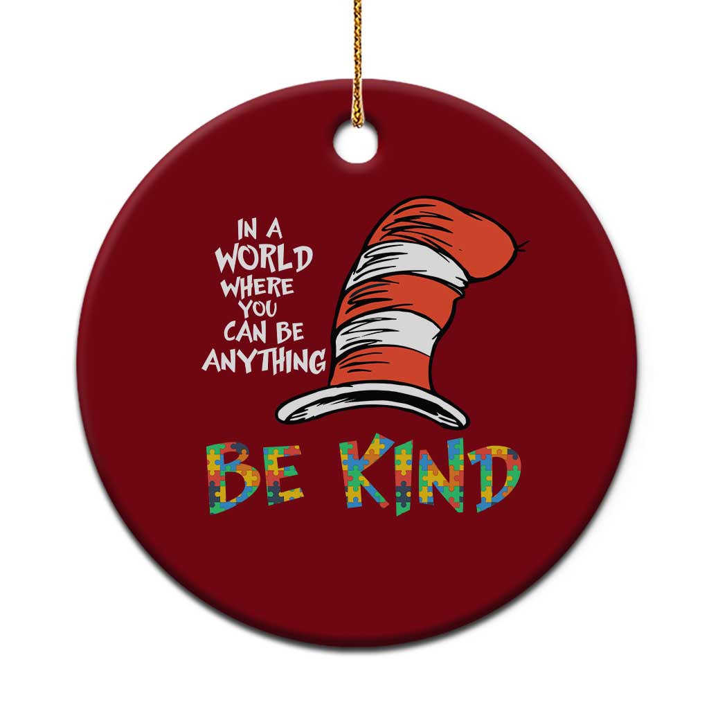 Autism Awareness Ceramic Ornament Why Fit In When You Were Born To Stand Out Cat In Hat TS02 1pc Red Print Your Wear