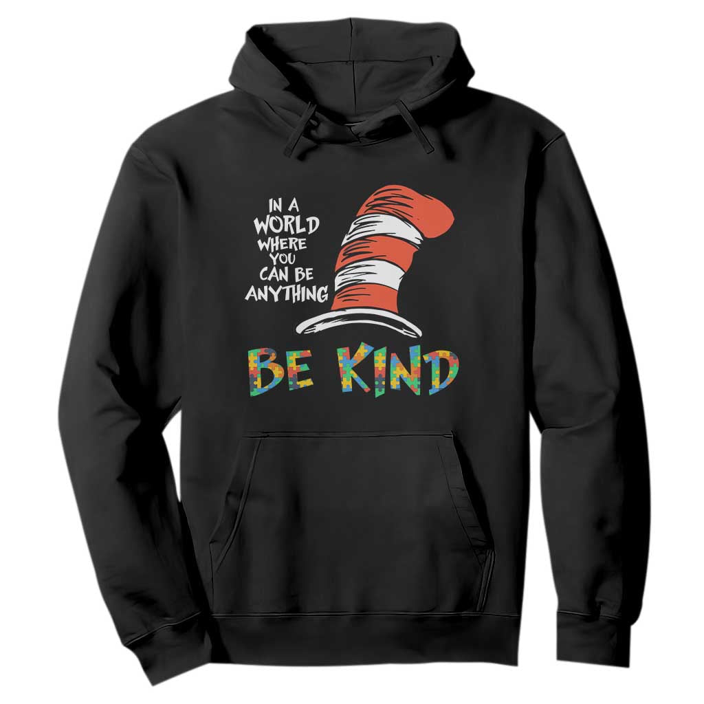 Autism Awareness Hoodie Why Fit In When You Were Born To Stand Out Cat In Hat TS02 Black Print Your Wear