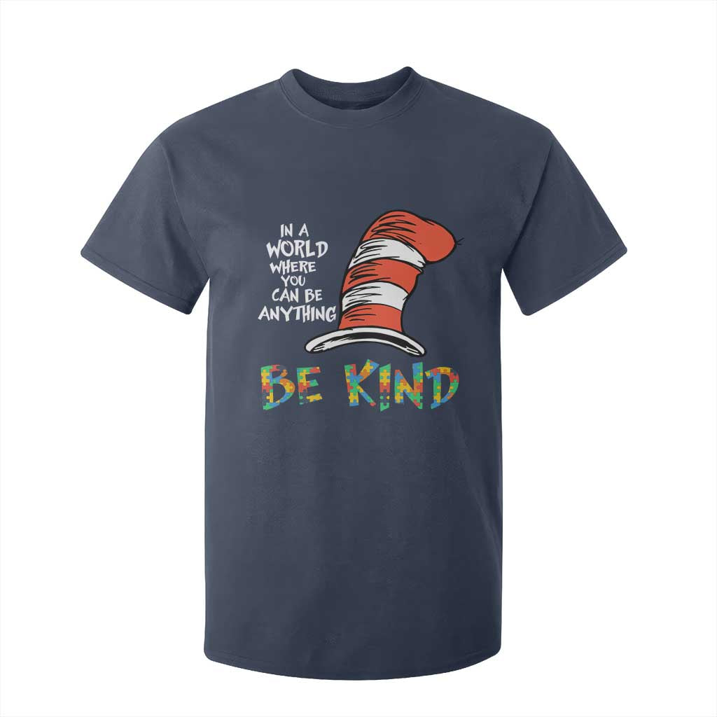 Autism Awareness T Shirt For Kid Why Fit In When You Were Born To Stand Out Cat In Hat TS02 Navy Print Your Wear