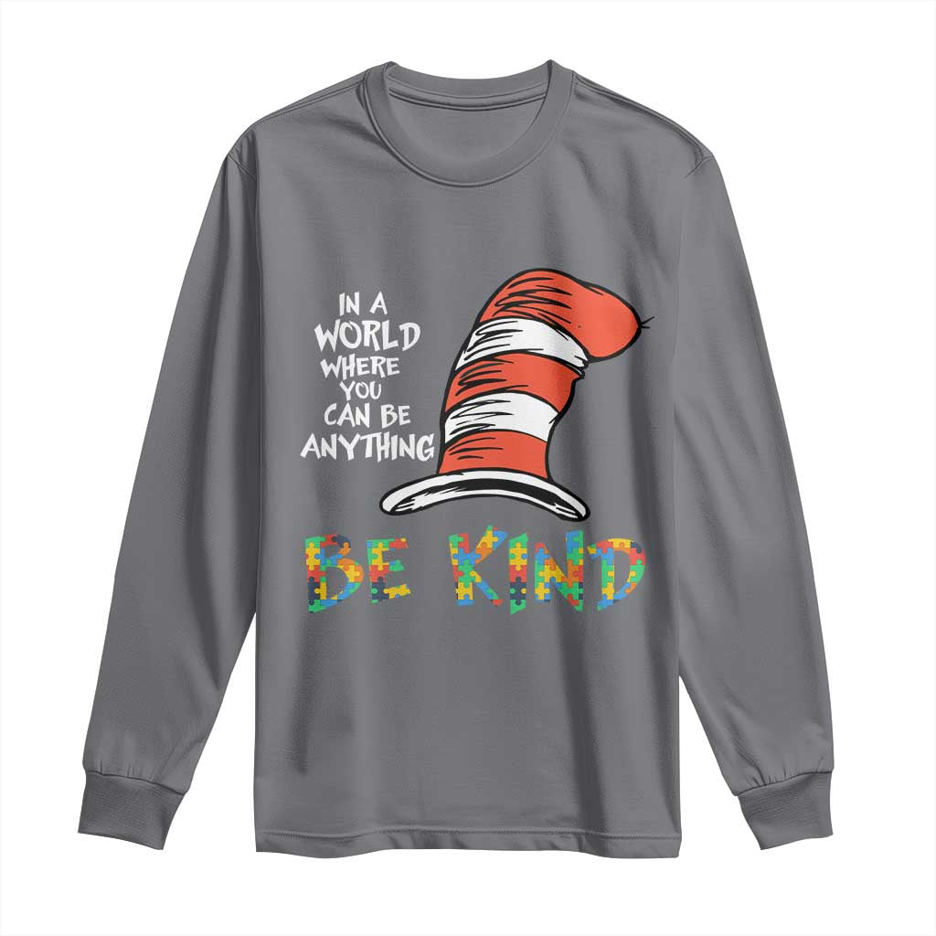 Autism Awareness Long Sleeve Shirt Why Fit In When You Were Born To Stand Out Cat In Hat TS02 Charcoal Print Your Wear