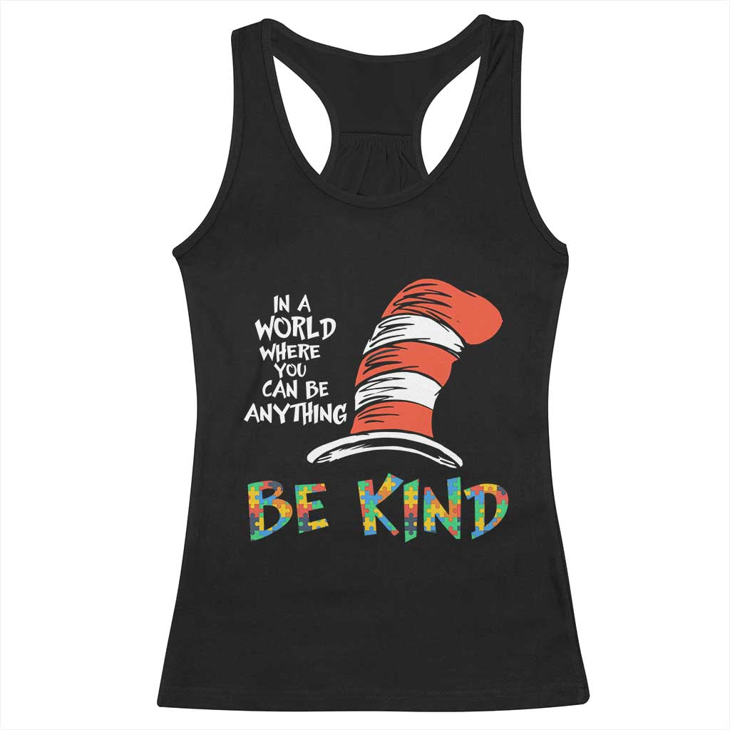 Autism Awareness Racerback Tank Top Why Fit In When You Were Born To Stand Out Cat In Hat TS02 Black Print Your Wear