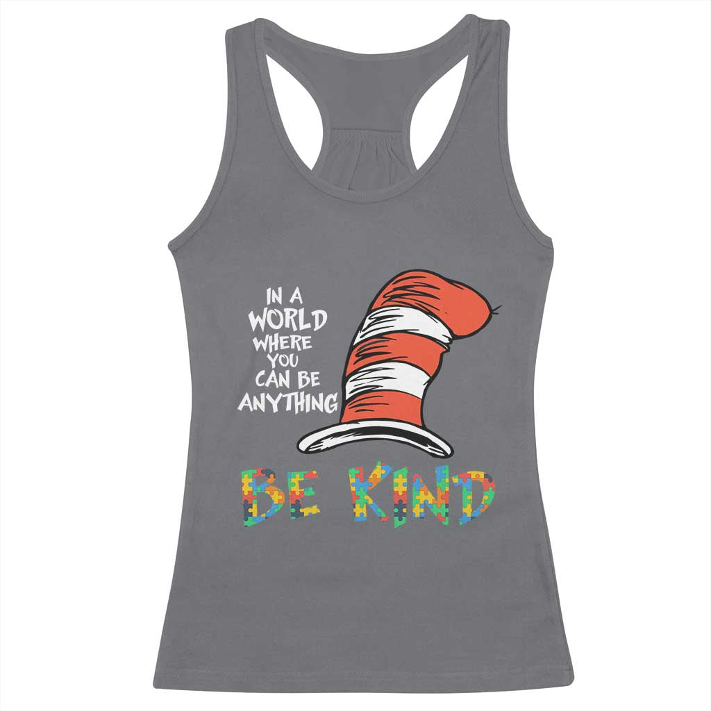 Autism Awareness Racerback Tank Top Why Fit In When You Were Born To Stand Out Cat In Hat TS02 Charcoal Print Your Wear