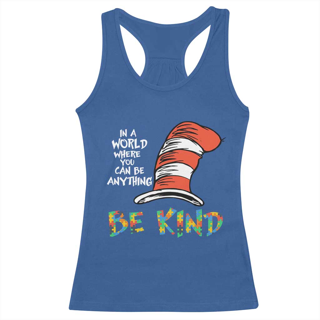 Autism Awareness Racerback Tank Top Why Fit In When You Were Born To Stand Out Cat In Hat TS02 Royal Blue Print Your Wear