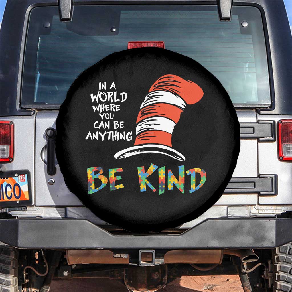Autism Awareness Spare Tire Cover Why Fit In When You Were Born To Stand Out Cat In Hat TS02 No hole Black Print Your Wear
