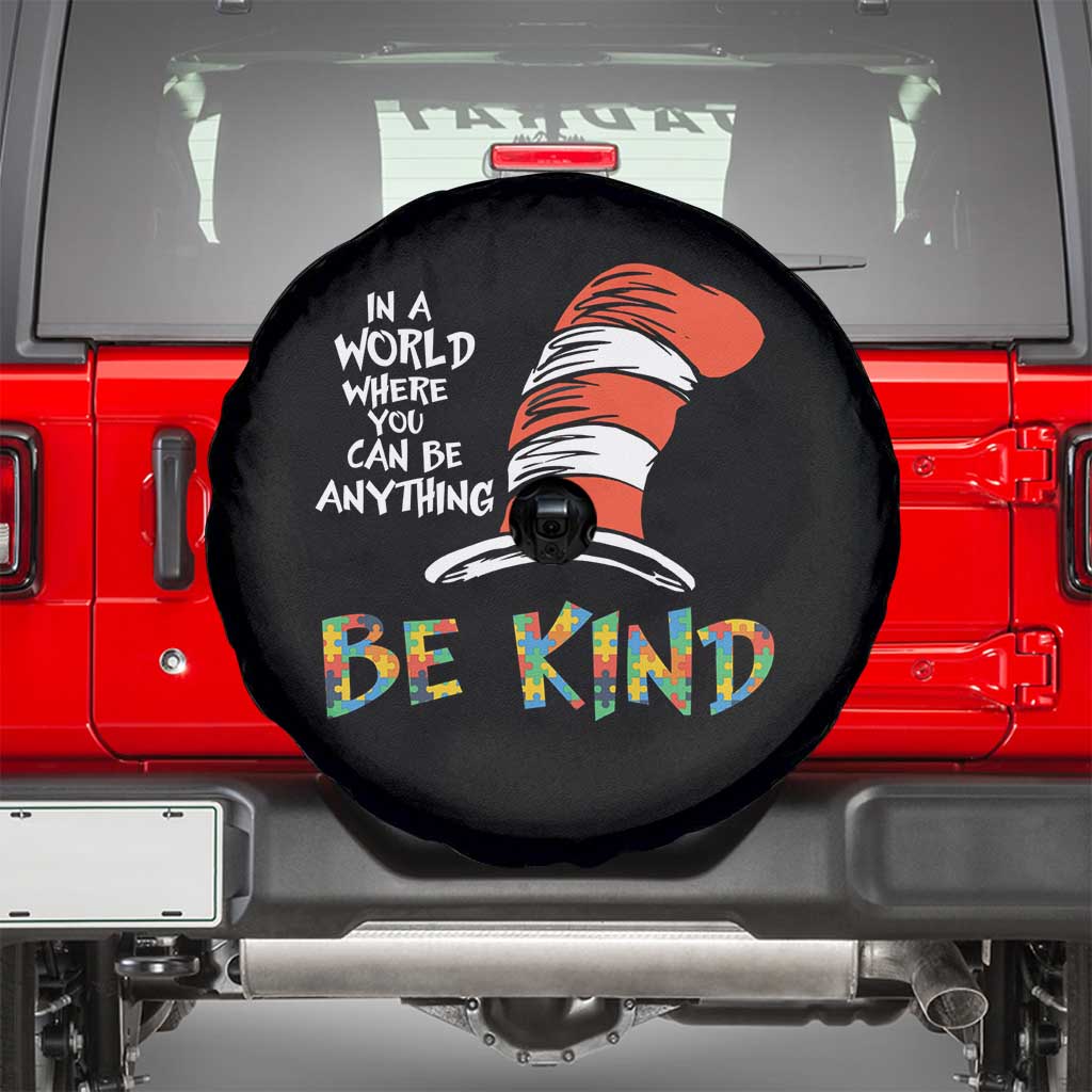Autism Awareness Spare Tire Cover Why Fit In When You Were Born To Stand Out Cat In Hat TS02 Black Print Your Wear