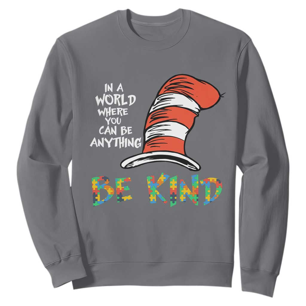 Autism Awareness Sweatshirt Why Fit In When You Were Born To Stand Out Cat In Hat TS02 Charcoal Print Your Wear