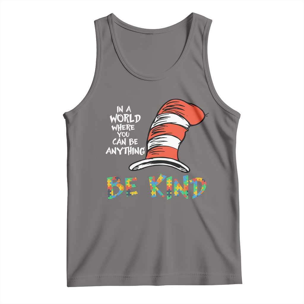 Autism Awareness Tank Top Why Fit In When You Were Born To Stand Out Cat In Hat TS02 Deep Heather Print Your Wear