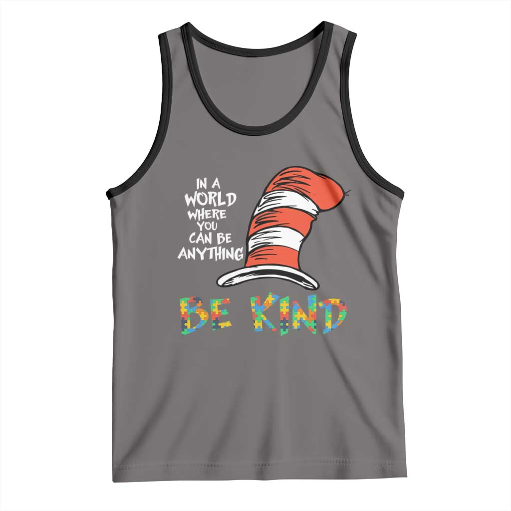 Autism Awareness Tank Top Why Fit In When You Were Born To Stand Out Cat In Hat TS02 Deep Heather Black Print Your Wear