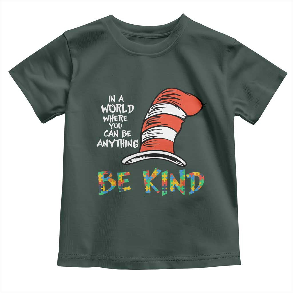 Autism Awareness Toddler T Shirt Why Fit In When You Were Born To Stand Out Cat In Hat TS02 Dark Forest Green Print Your Wear