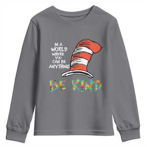 Autism Awareness Youth Sweatshirt Why Fit In When You Were Born To Stand Out Cat In Hat TS02 Charcoal Print Your Wear
