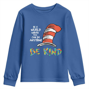 Autism Awareness Youth Sweatshirt Why Fit In When You Were Born To Stand Out Cat In Hat TS02 Royal Blue Print Your Wear