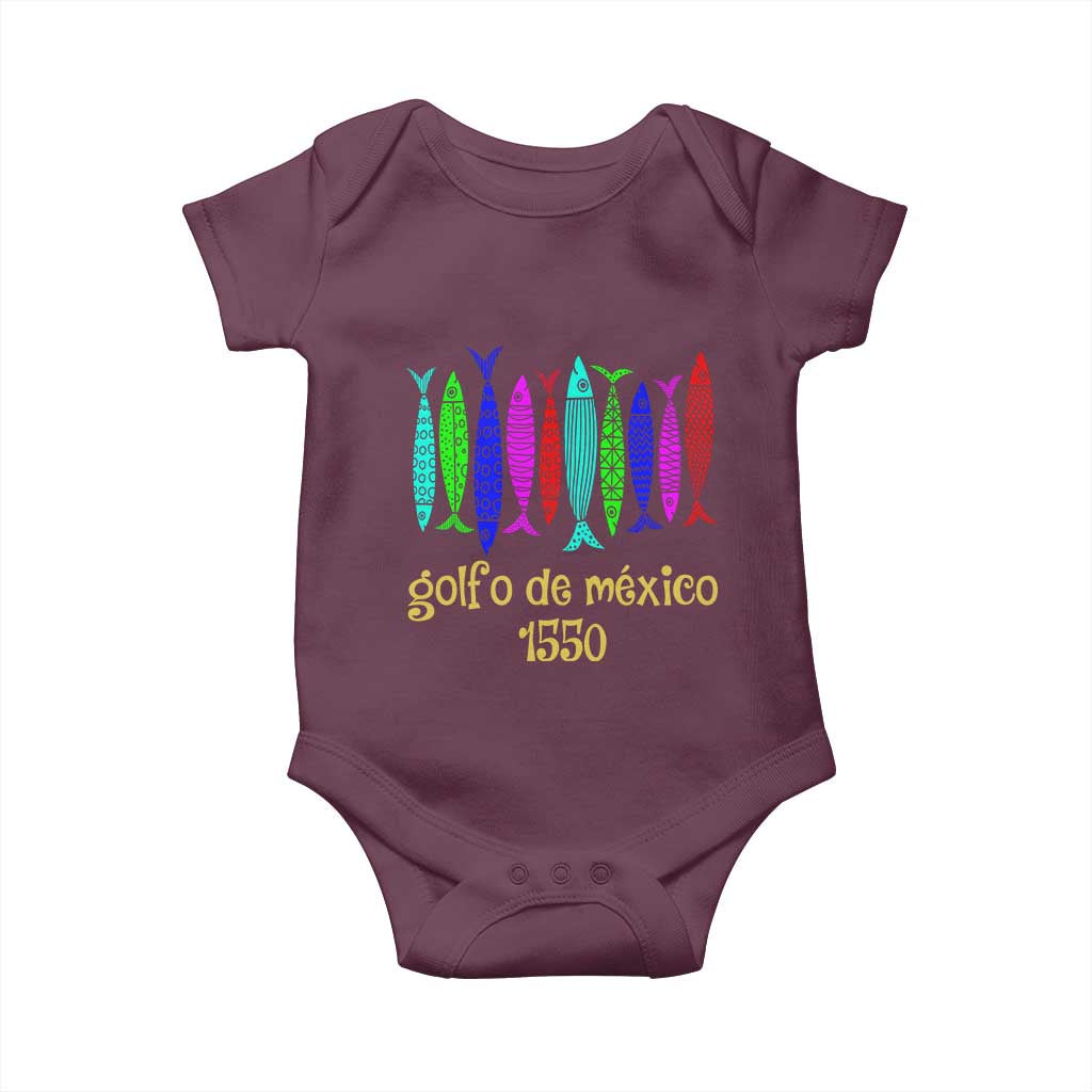 Gulf of Mexico Baby Onesie Golfo de México 1550 Retro Tuna TS02 Maroon Print Your Wear