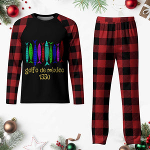 Gulf of Mexico Plaid Pajama Set Golfo de México 1550 Retro Tuna TS02 Buffalo Plaid Print Your Wear