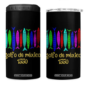 Gulf of Mexico 4 in 1 Can Cooler Tumbler Golfo de México 1550 Retro Tuna TS02 One Size: 16 oz Black Print Your Wear