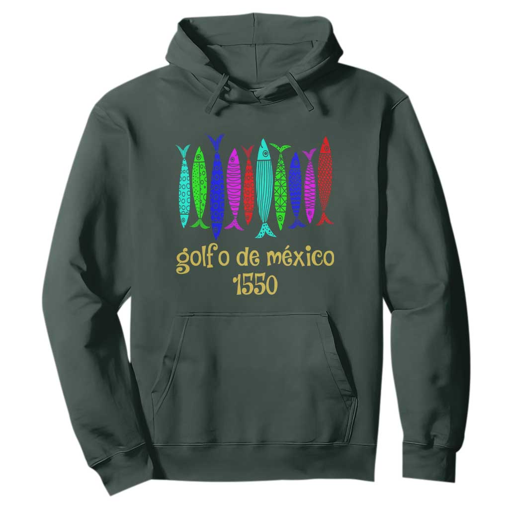Gulf of Mexico Hoodie Golfo de México 1550 Retro Tuna TS02 Dark Forest Green Print Your Wear
