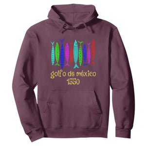 Gulf of Mexico Hoodie Golfo de México 1550 Retro Tuna TS02 Maroon Print Your Wear