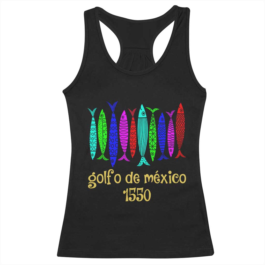 Gulf of Mexico Racerback Tank Top Golfo de México 1550 Retro Tuna TS02 Black Print Your Wear