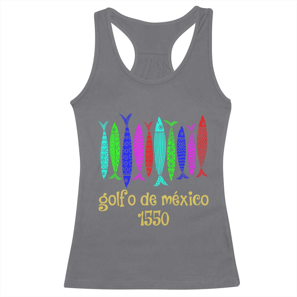 Gulf of Mexico Racerback Tank Top Golfo de México 1550 Retro Tuna TS02 Charcoal Print Your Wear