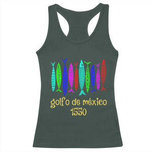 Gulf of Mexico Racerback Tank Top Golfo de México 1550 Retro Tuna TS02 Dark Forest Green Print Your Wear