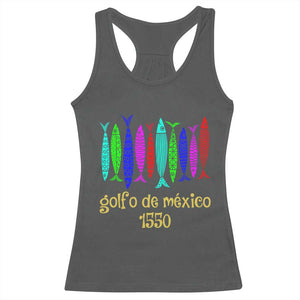 Gulf of Mexico Racerback Tank Top Golfo de México 1550 Retro Tuna TS02 Dark Heather Print Your Wear