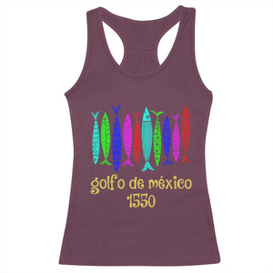 Gulf of Mexico Racerback Tank Top Golfo de México 1550 Retro Tuna TS02 Maroon Print Your Wear