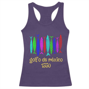 Gulf of Mexico Racerback Tank Top Golfo de México 1550 Retro Tuna TS02 Purple Print Your Wear