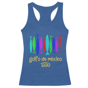 Gulf of Mexico Racerback Tank Top Golfo de México 1550 Retro Tuna TS02 Royal Blue Print Your Wear