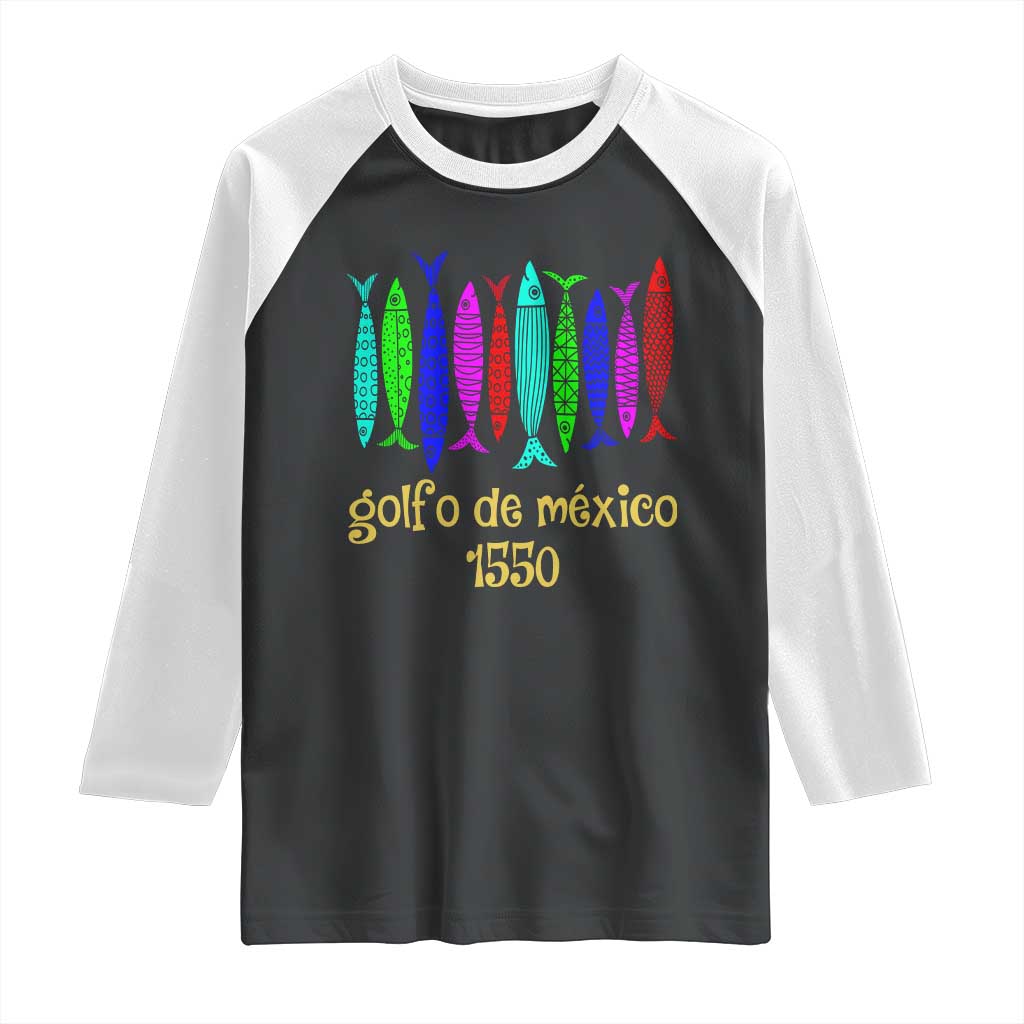 Gulf of Mexico Raglan Shirt Golfo de México 1550 Retro Tuna TS02 Black White Print Your Wear