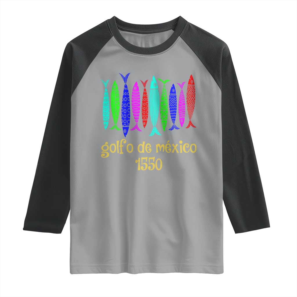 Gulf of Mexico Raglan Shirt Golfo de México 1550 Retro Tuna TS02 Sport Gray Black Print Your Wear
