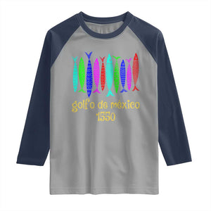 Gulf of Mexico Raglan Shirt Golfo de México 1550 Retro Tuna TS02 Sport Gray Navy Print Your Wear