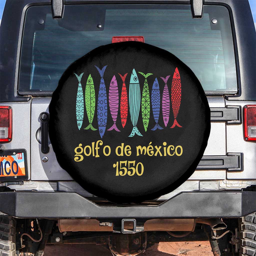 Gulf of Mexico Spare Tire Cover Golfo de México 1550 Retro Tuna TS02 No hole Black Print Your Wear