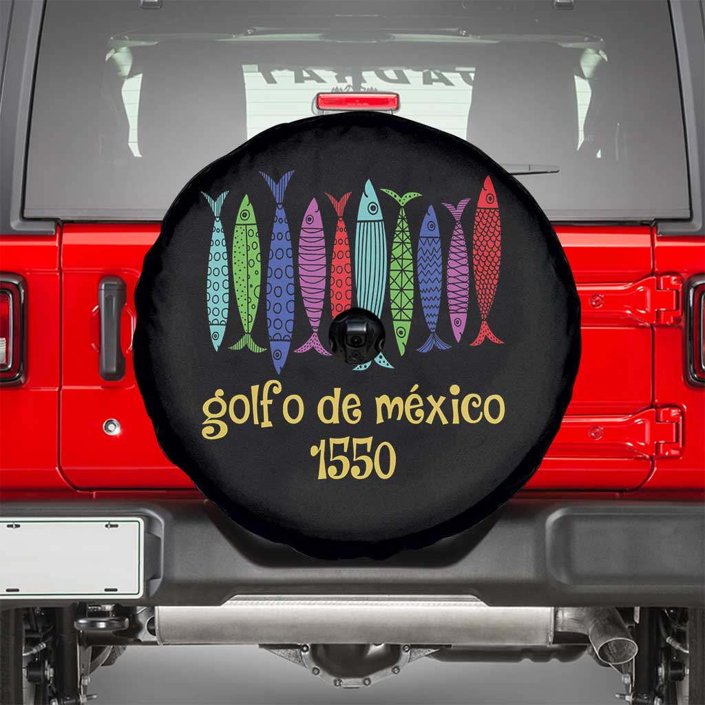Gulf of Mexico Spare Tire Cover Golfo de México 1550 Retro Tuna TS02 Black Print Your Wear