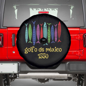 Gulf of Mexico Spare Tire Cover Golfo de México 1550 Retro Tuna TS02 Black Print Your Wear