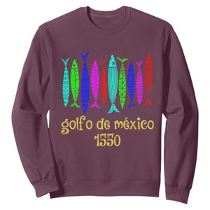 Gulf of Mexico Sweatshirt Golfo de México 1550 Retro Tuna TS02 Maroon Print Your Wear