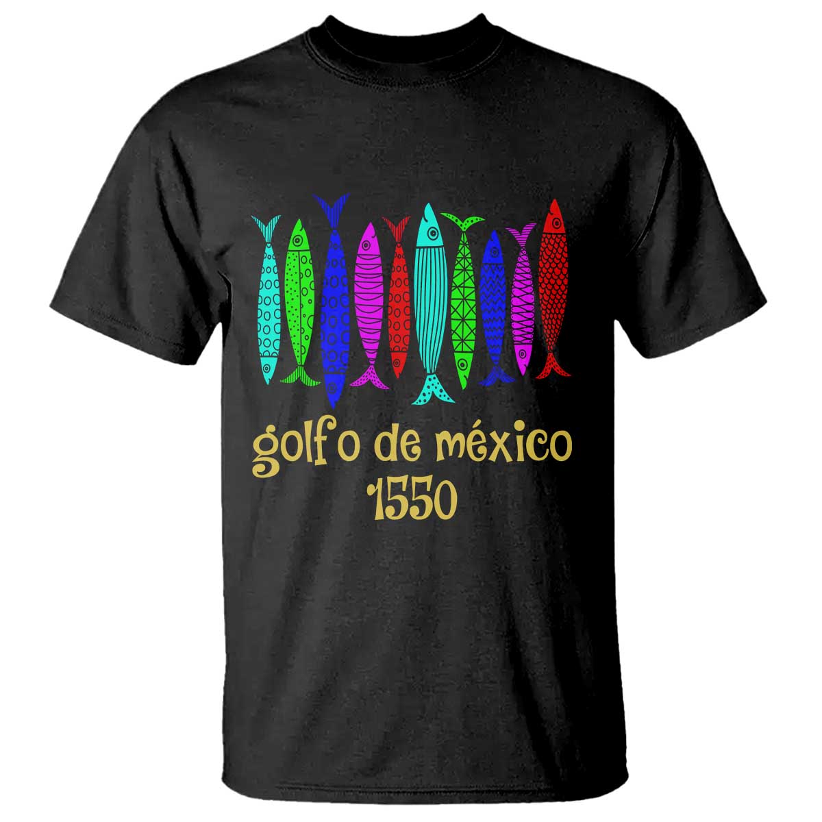 Gulf of Mexico T Shirt Golfo de México 1550 Retro Tuna TS02 Black Print Your Wear