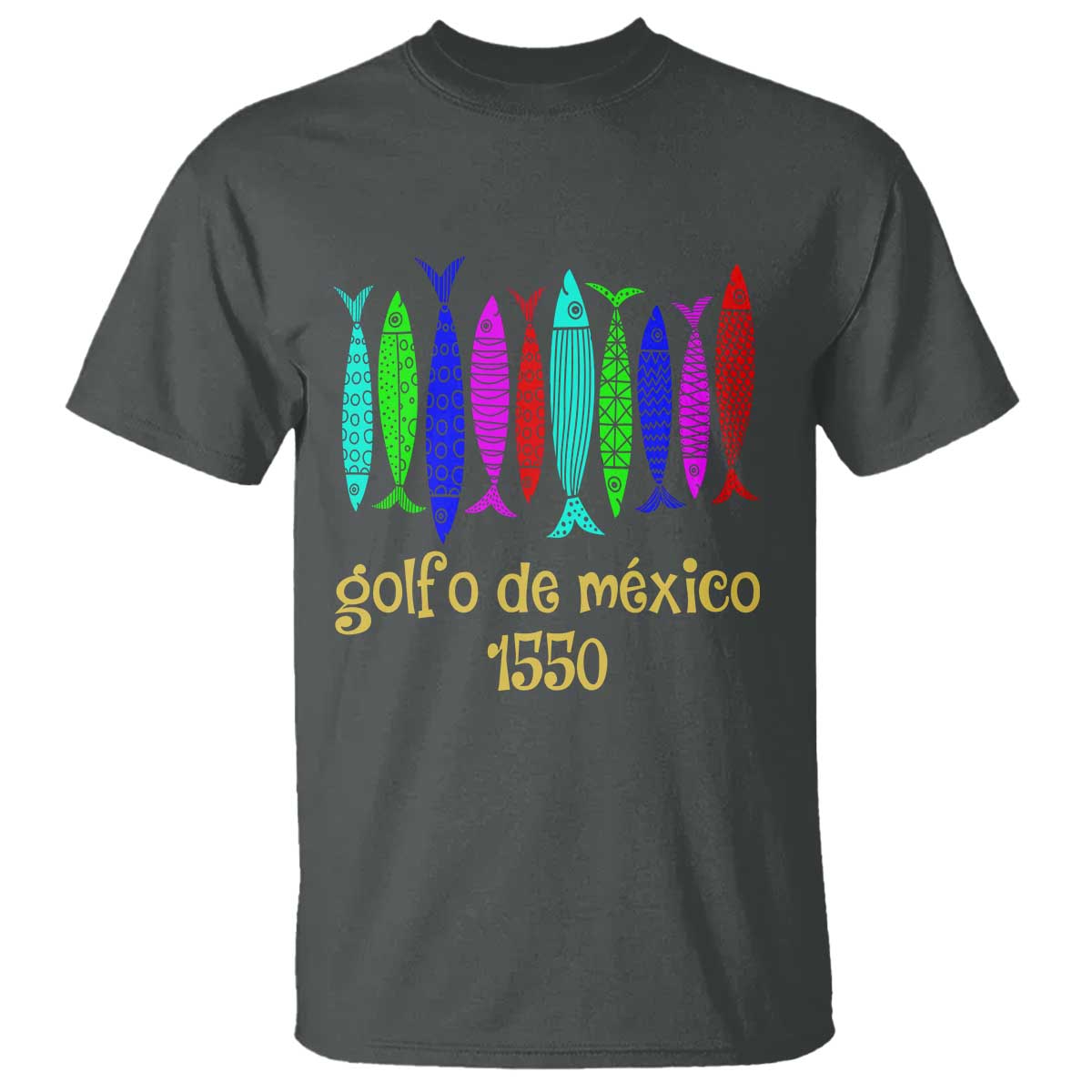 Gulf of Mexico T Shirt Golfo de México 1550 Retro Tuna TS02 Dark Heather Print Your Wear