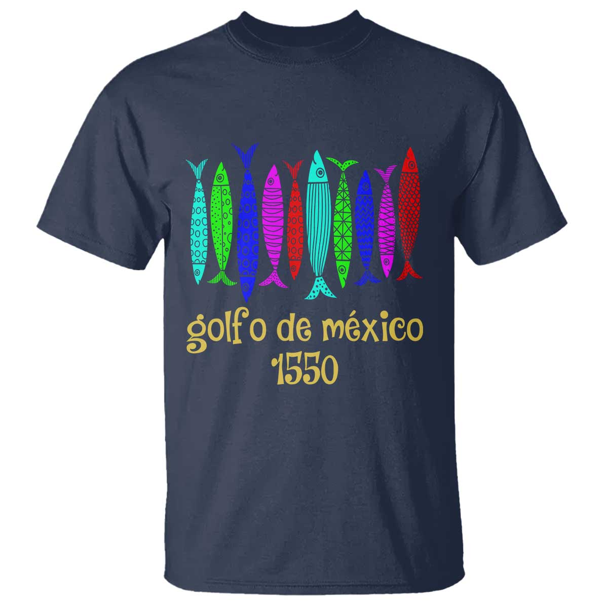 Gulf of Mexico T Shirt Golfo de México 1550 Retro Tuna TS02 Navy Print Your Wear