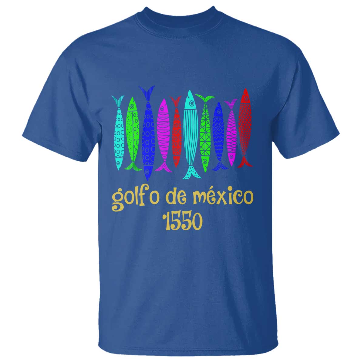 Gulf of Mexico T Shirt Golfo de México 1550 Retro Tuna TS02 Royal Blue Print Your Wear