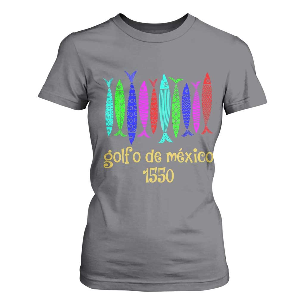 Gulf of Mexico T Shirt For Women Golfo de México 1550 Retro Tuna TS02 Charcoal Print Your Wear