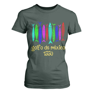 Gulf of Mexico T Shirt For Women Golfo de México 1550 Retro Tuna TS02 Dark Forest Green Print Your Wear