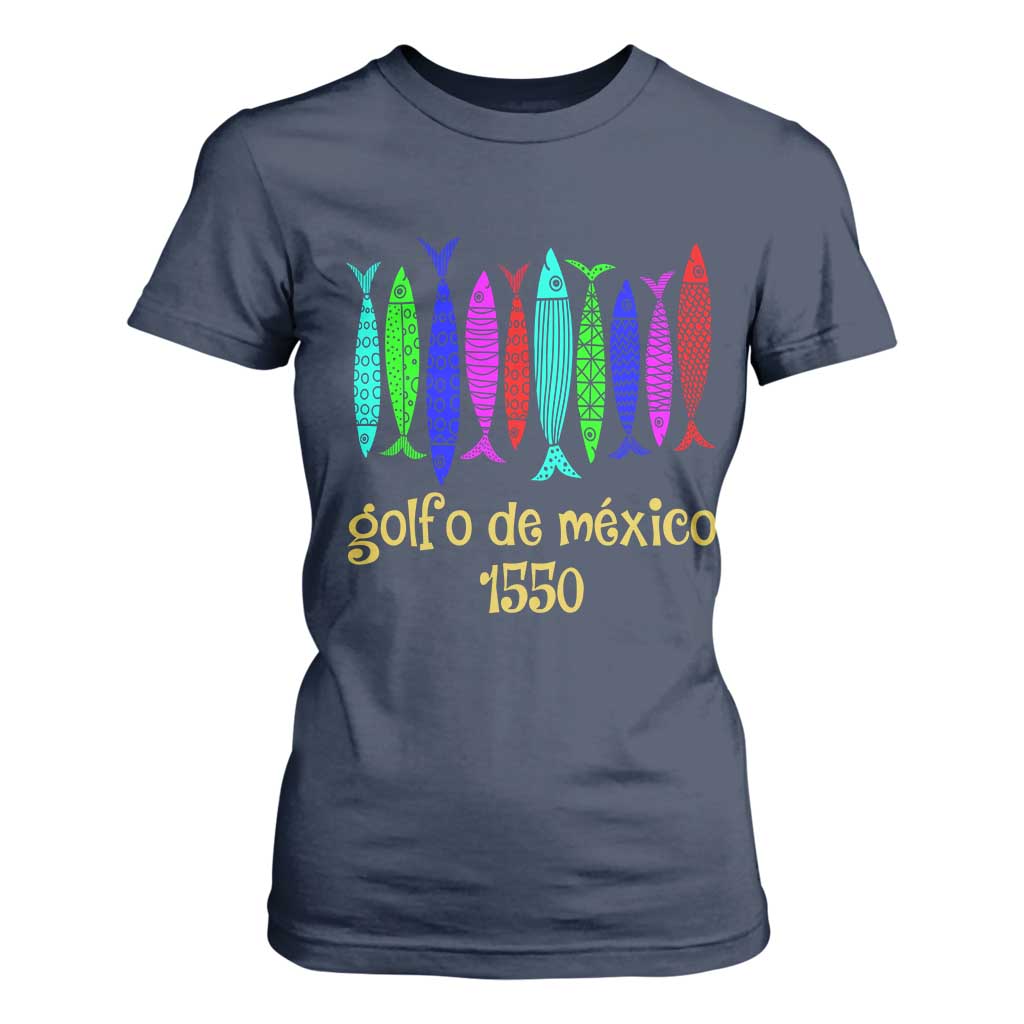 Gulf of Mexico T Shirt For Women Golfo de México 1550 Retro Tuna TS02 Navy Print Your Wear