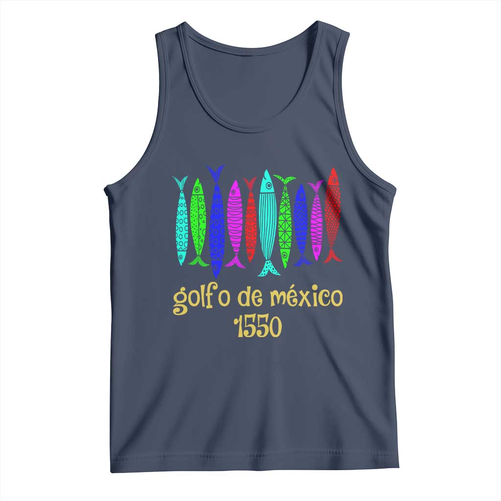Gulf of Mexico Tank Top Golfo de México 1550 Retro Tuna TS02 Navy Print Your Wear