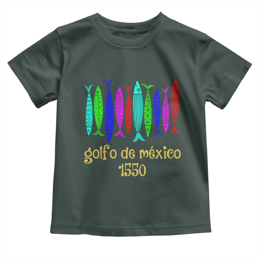 Gulf of Mexico Toddler T Shirt Golfo de México 1550 Retro Tuna TS02 Dark Forest Green Print Your Wear
